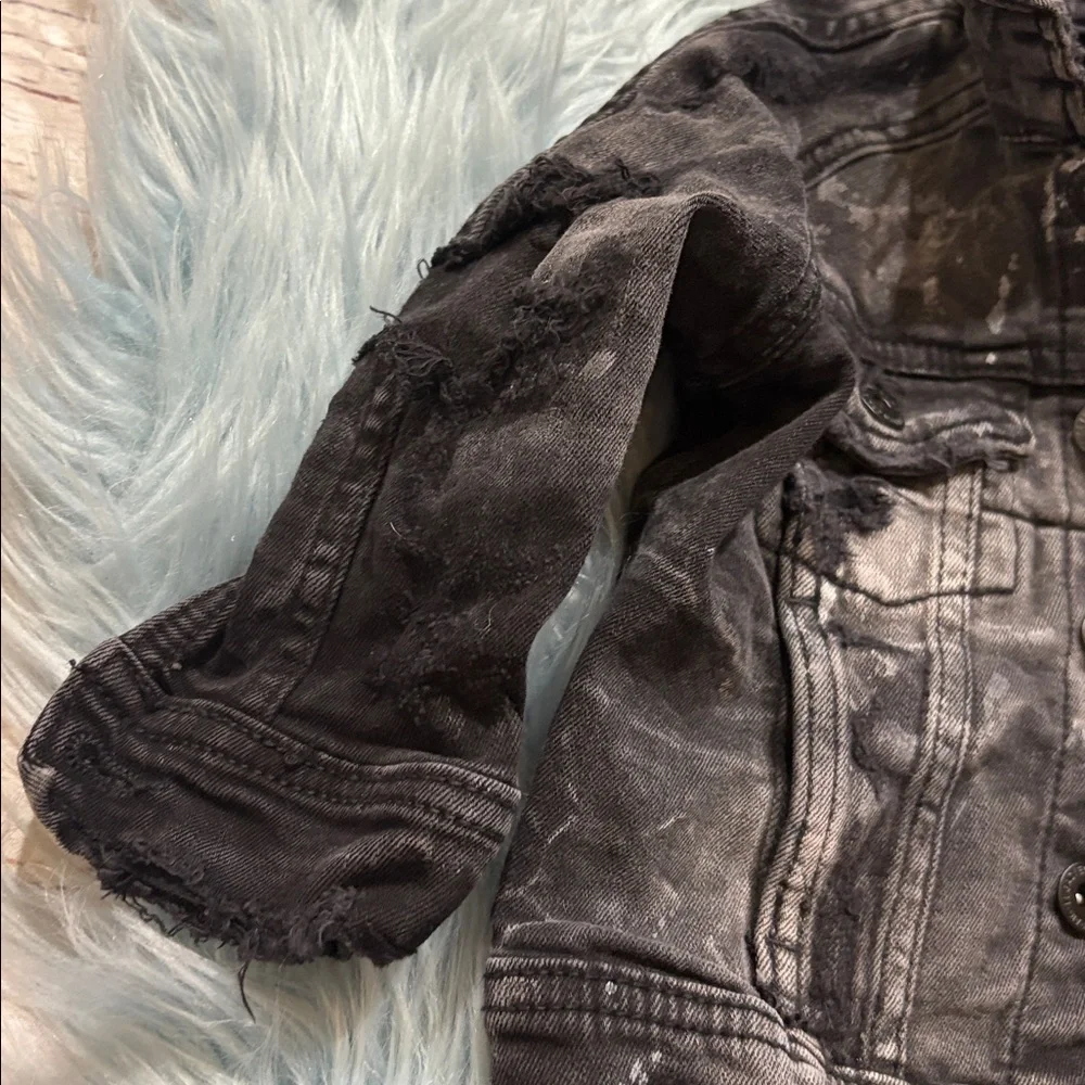 JC Jordan Craig Bayside Denim Trucker Jacket Black Distressed Sz 2
